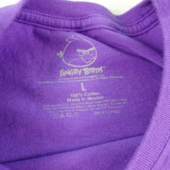 🎯5/$30 Angry Birds Purple T shirt Graphic Tee Juniors Large - Picture 5 of 8